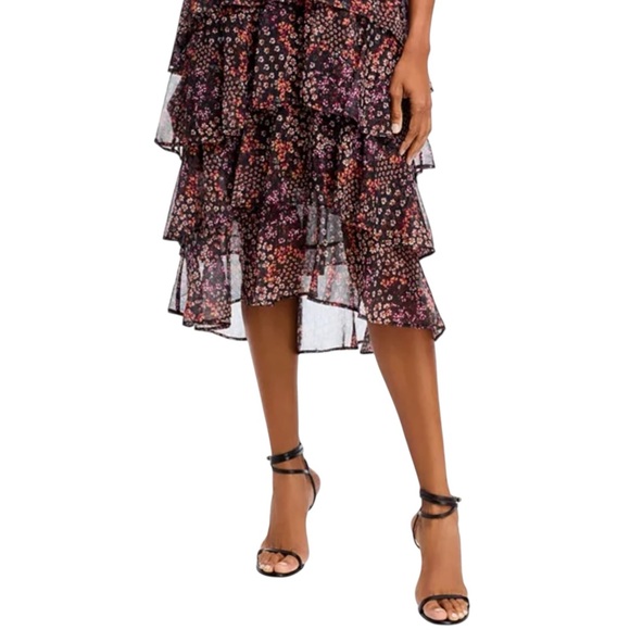 Koko + Mason Tiered Midi Dress Floral Ruffle Smocked Waist Multicolor Large NWT - Picture 11 of 16